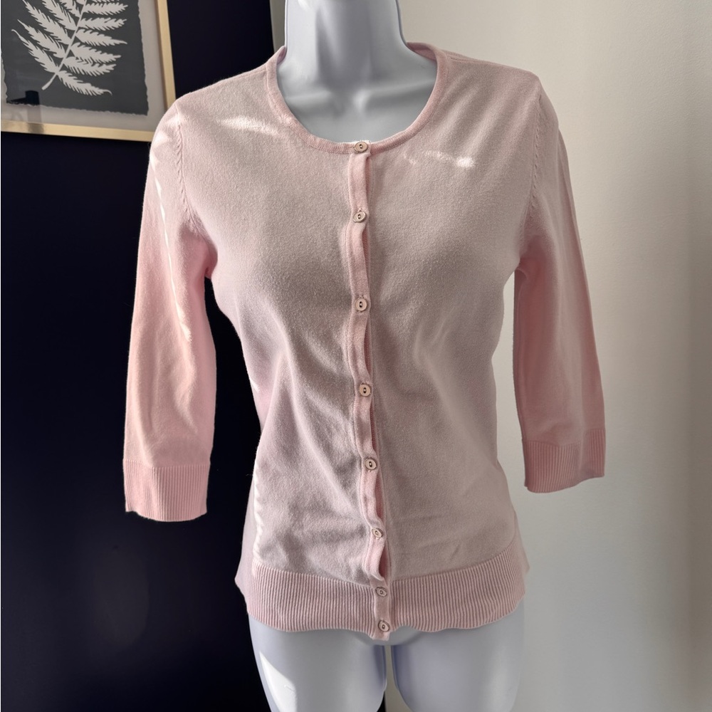 Croft & Barrow pale pink 3/4 sleeve cotton blend cardigan. Size XS